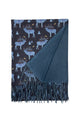 Decorative Reindeer & Night Sky Print Wool Scarf