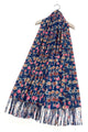 Rose & Mixed Floral Wool Tassel Scarf