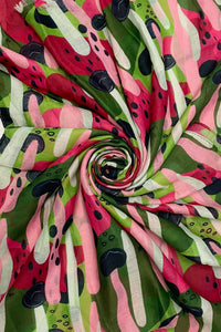 Abstract Summer Fruits Print Frayed Scarf