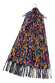 Detailed Paisley & Bird Print Wool Tassel Scarf