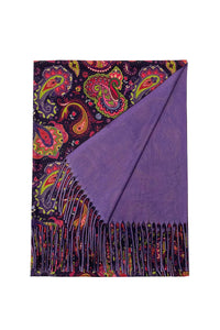 Detailed Paisley Print Wool Tassel Scarf