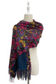 Indian Inspried Bold Floral & Paisley Wool Tassel Scarf