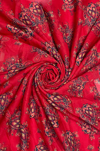 Vibrant Paisley Repeat Print Frayed Scarf