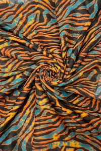 Colourful Zebra Print Frayed Scarf