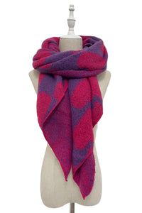 Loveheart Print Diagonal Edge Wool Scarf