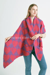 Loveheart Print Diagonal Edge Wool Scarf