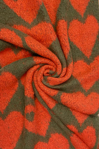 Loveheart Print Diagonal Edge Wool Scarf