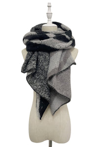 Contrast Zebra Print Diagonal Edge Wool Scarf