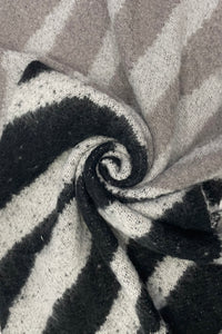 Contrast Zebra Print Diagonal Edge Wool Scarf