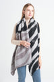 Contrast Zebra Print Diagonal Edge Wool Scarf