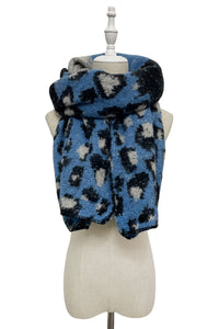 Contrast Leopard Print Diagonal Edge Wool Scarf