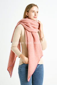 Plain Contrast Stitch Wool Diagonal Edge Scarf