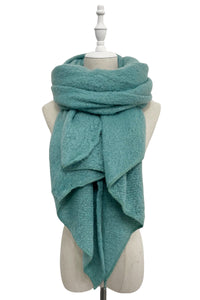 Plain Boucle Diagonal Edge Wool Scarf