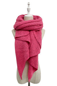 Plain Boucle Diagonal Edge Wool Scarf