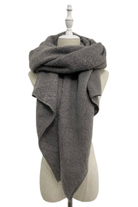 Plain Boucle Diagonal Edge Wool Scarf