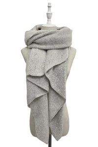 Plain Boucle Diagonal Edge Wool Scarf