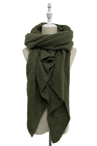 Plain Boucle Diagonal Edge Wool Scarf