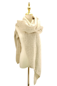 Plain Boucle Diagonal Edge Wool Scarf