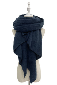 Plain Boucle Diagonal Edge Wool Scarf