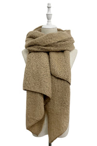 Plain Boucle Diagonal Edge Wool Scarf