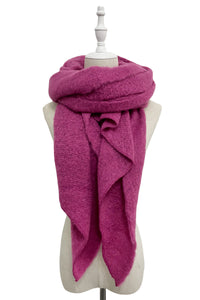 Plain Boucle Diagonal Edge Wool Scarf