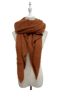 Plain Boucle Diagonal Edge Wool Scarf