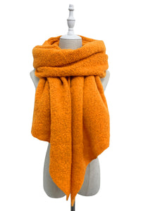 Plain Boucle Diagonal Edge Wool Scarf