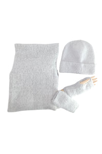 Plain Boucle Wool Scarf, Hat & Glove Set