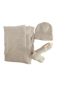 Plain Boucle Wool Scarf, Hat & Glove Set