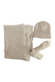 Plain Boucle Wool Scarf, Hat & Glove Set