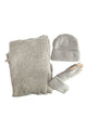 Plain Boucle Wool Scarf, Hat & Glove Set