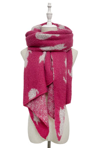 Cat Print Diagonal Edge Wool Scarf