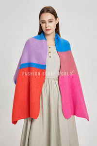 Block Colour Diagonal Edge Wool Scarf