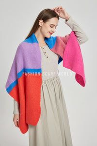 Block Colour Diagonal Edge Wool Scarf