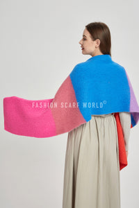 Block Colour Diagonal Edge Wool Scarf