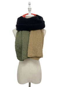 Block Colour Diagonal Edge Wool Scarf