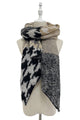 Houndstooth Stripe Print Diagonal Edge Wool Scarf