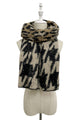 Leopard & Houndstooth Print Diagonal Edge Wool Scarf