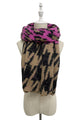 Leopard & Houndstooth Print Diagonal Edge Wool Scarf