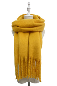 Cosy Plain Blanket Tassel Scarf