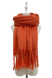 Cosy Plain Blanket Tassel Scarf