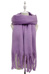 Cosy Plain Blanket Tassel Scarf