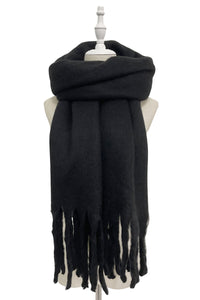 Cosy Plain Blanket Tassel Scarf