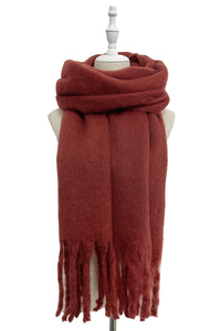 Cosy Plain Blanket Tassel Scarf