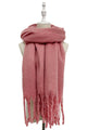 Cosy Plain Blanket Tassel Scarf