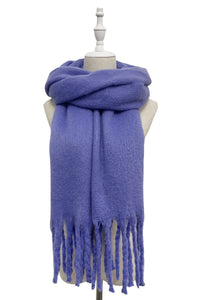 Cosy Plain Blanket Tassel Scarf