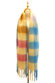 Colourful Cosy Check Blanket Tassel Scarf