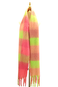 Colourful Cosy Check Blanket Tassel Scarf