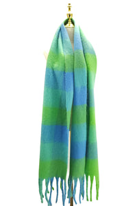 Colourful Cosy Check Blanket Tassel Scarf