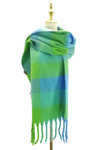 Colourful Cosy Check Blanket Tassel Scarf